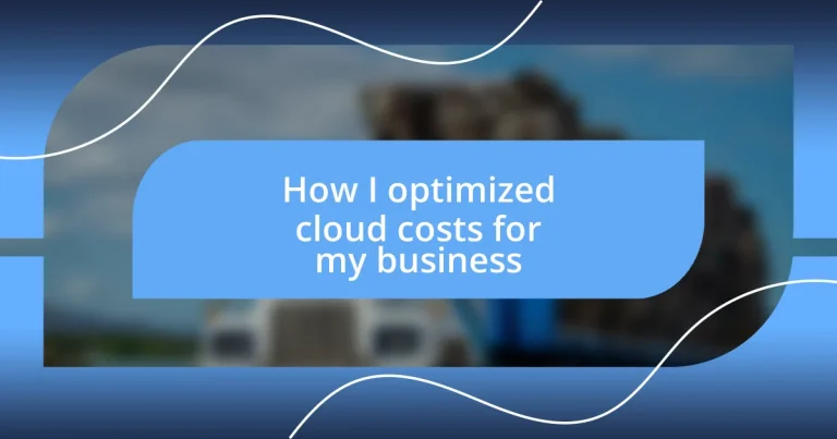 How I optimized cloud costs for my business